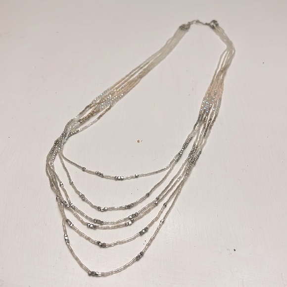 Beautiful Glass Bead 5 Strand 28 inch Necklace - Picture 1 of 5
